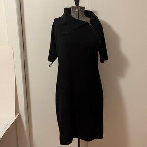 Calvin Klein Black Knit Sweater Mini Dress Raglan Sleeves